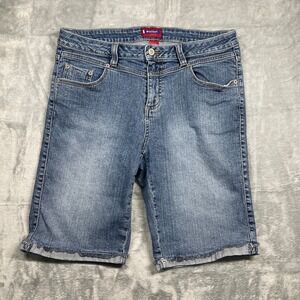Westport Denim Women's Blue Frayed Hem Bermuda Jean Shorts Size 12